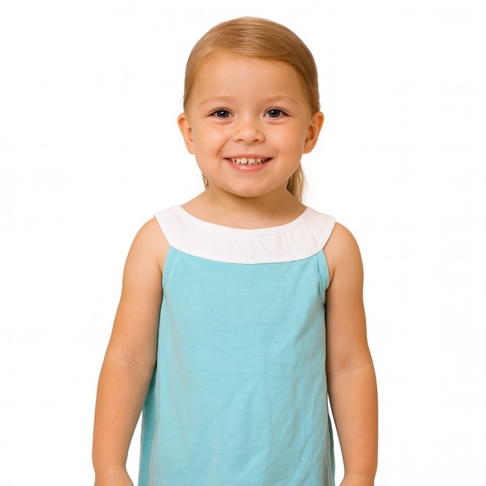 Baby Gap Girls Top Size 3 Years Turquoise White Sleeveless Blouse